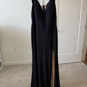 City Studio Black Maxi Dress with Slit